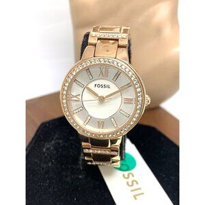 Fossil Women's Watch ES3284 Virginia Quartz Rose Gold Stainless Steel 30mm